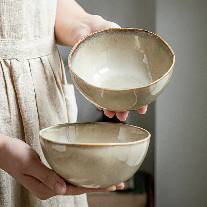 Ceramic Breakfast Bowl Set – Natural Beige, Handcrafted Design for Breakfast or Salads