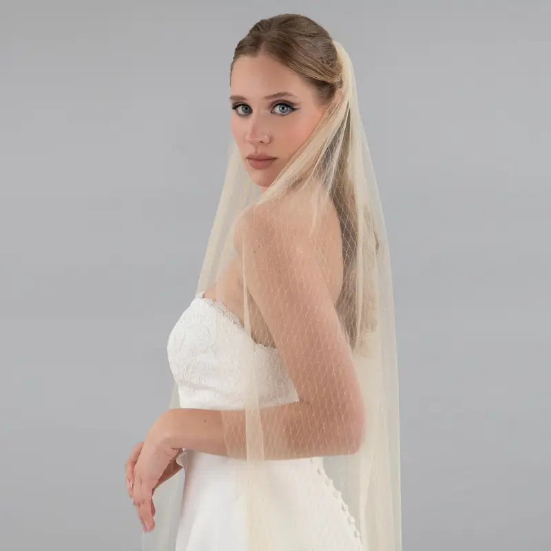 Champagne and Gold Thread Veil
