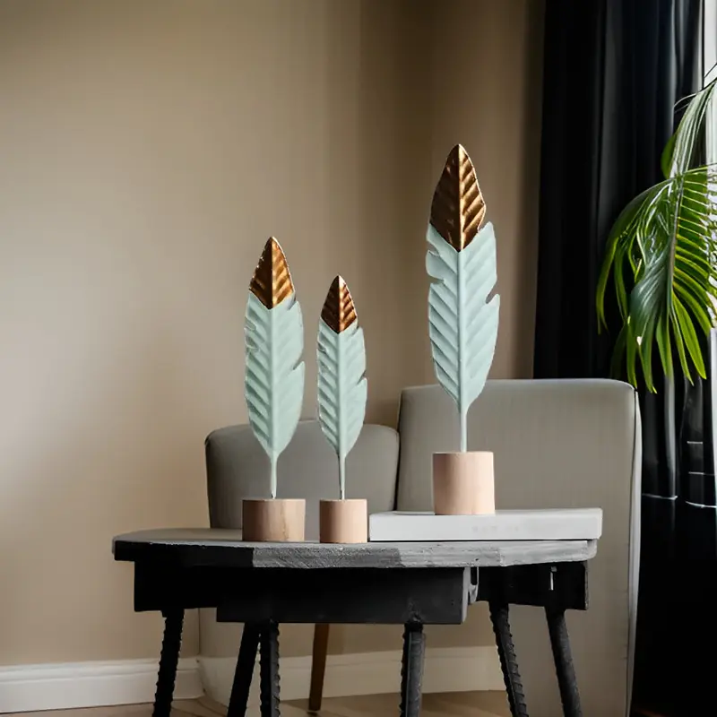 Chic - Touch - Mini Holzornamente Feder & Blatt aus Holz +