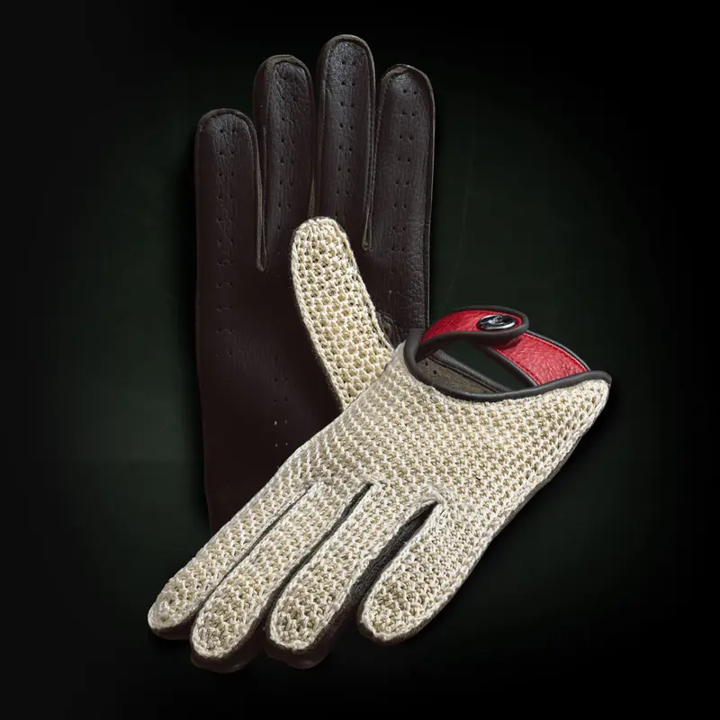 Crochet red RPM Corda driving gloves