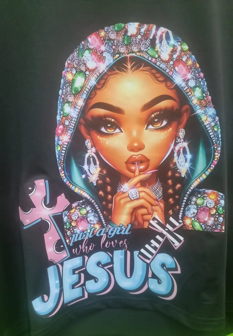 Crop Top “Spiritual Girl Who Loves Jesus” – Zwart | Maat S/M