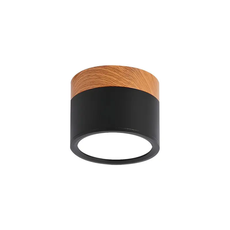 Cylindrical ceiling light – Aluminum with wood accents, modern lighting for the entryway, dining room, or living room