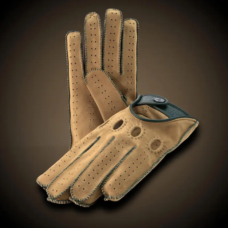 Dakar Verde Sand suedè driving gloves
