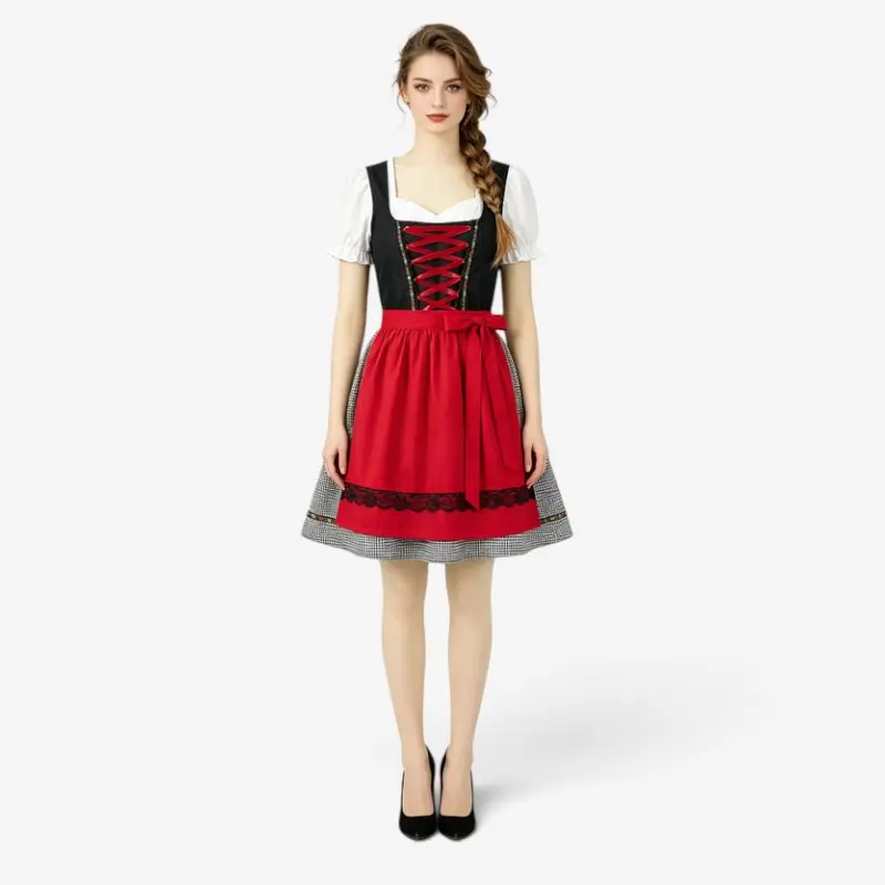 Damen Dirndlkleid mit Puffärmeln und Schürze