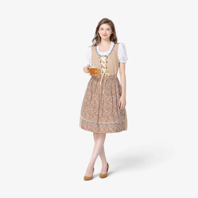 Damen Dirndlkleid mit Spitzenbluse und Schürze
