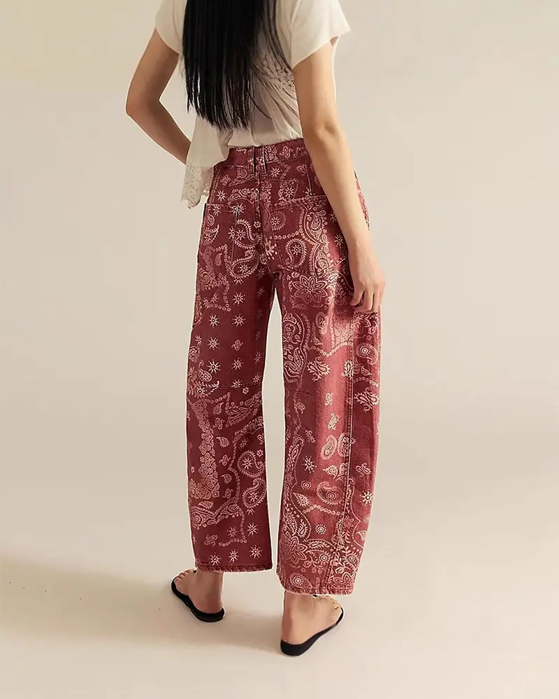 Damen Jeans Mit Print Und Lockerer Passform