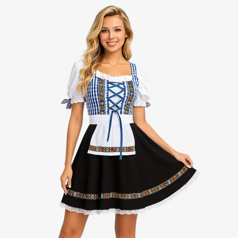 Damen Kleid mit Floral-Zickzack-Muster
