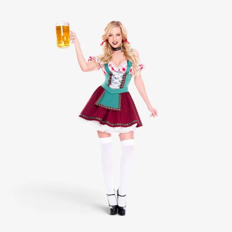 Damen Oktoberfest-Kostüm mit Puffärmeln und Schürze
