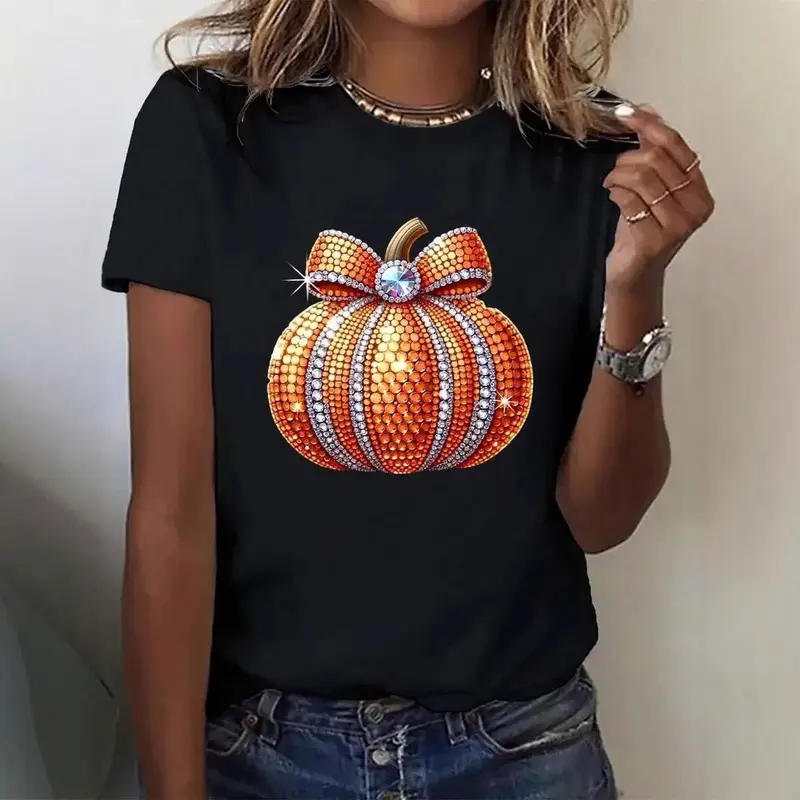 Damen T-Shirt mit stylischem Kürbis-Motiv und aufregendem Animal-Print Drune