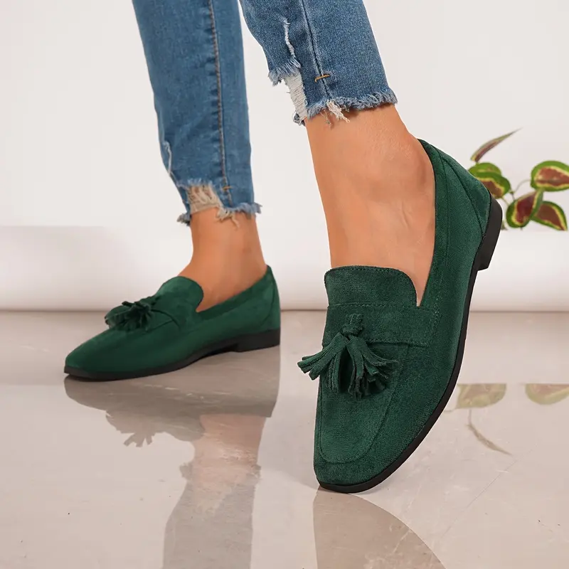 Damen Vintage Slip-On Flats Mit Quasten – Weiche Sohle Komfortschuhe