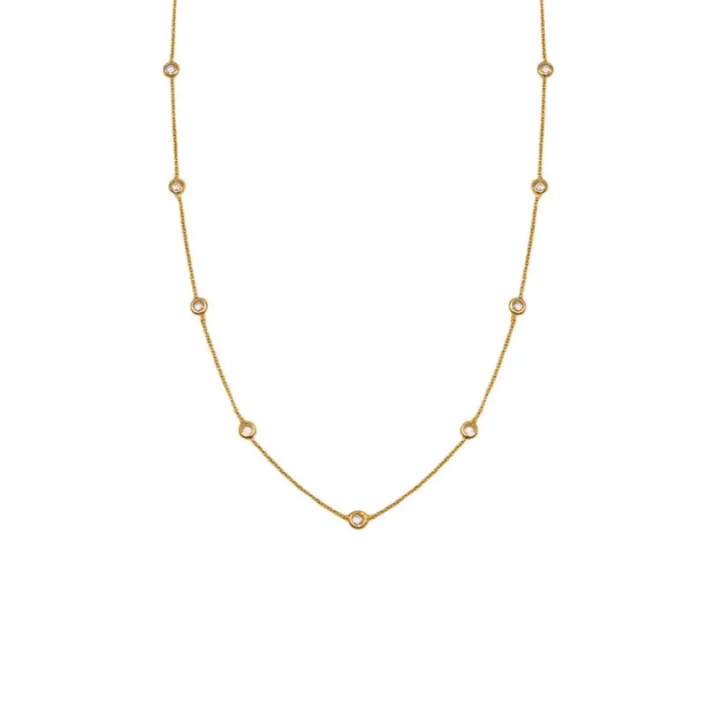 Dames Ketting Met Bezel Steentjes Celeste - Goldfilled - Goud Kleur