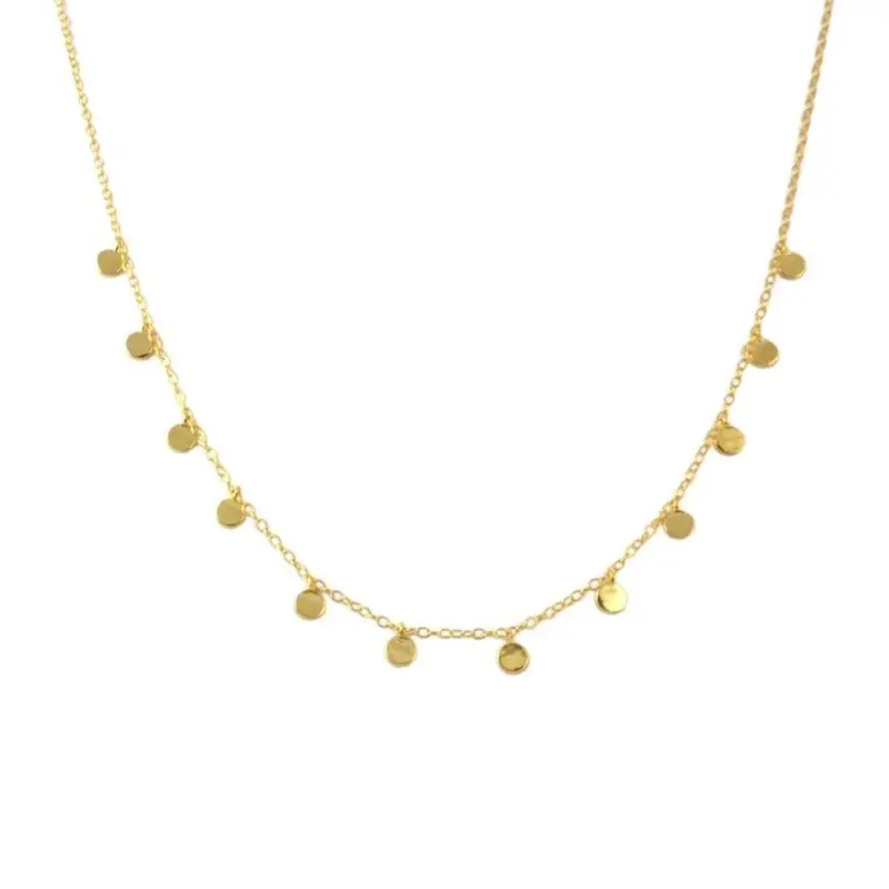 Dames Ketting Met Muntjes Verguld - Coin - Goldplated Zilver - Kleur