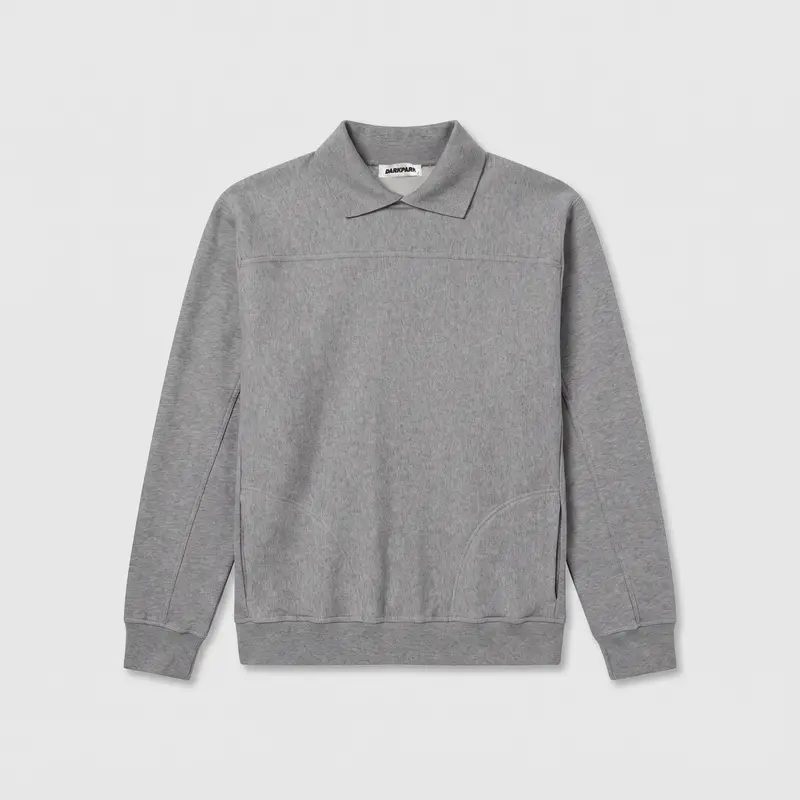 Darkpark Riley Polo Rugby Sweatshirt Dark Grey Melange
