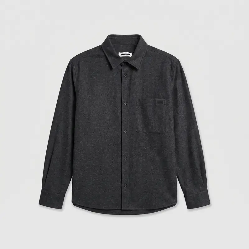 Darkpark Serge Wool Long Sleeved Shirt Dark Grey Melange