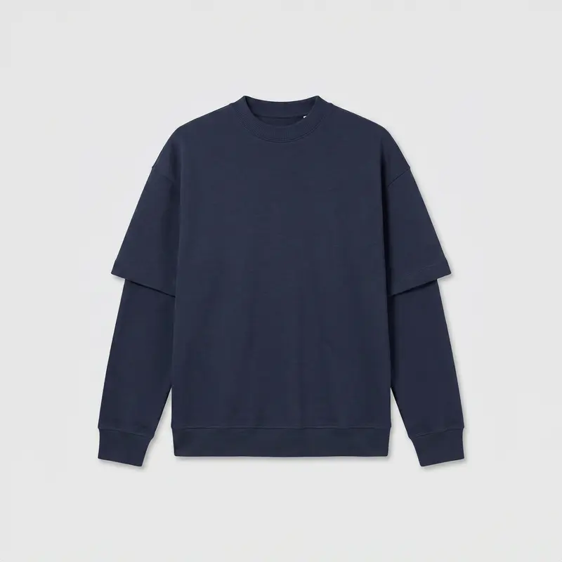 Darkpark Troy Wool Double Sleeve T-Shirt Blue Navy