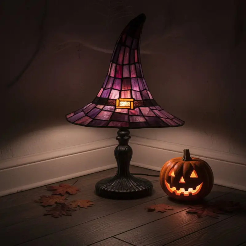 Decoratielamp – tovenaarshoed met glaspanelen en usb-voeding