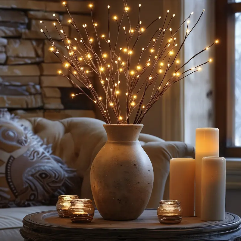 Decorative LED Light-Up Branches – Set of 2, 77 cm, Battery-Operated