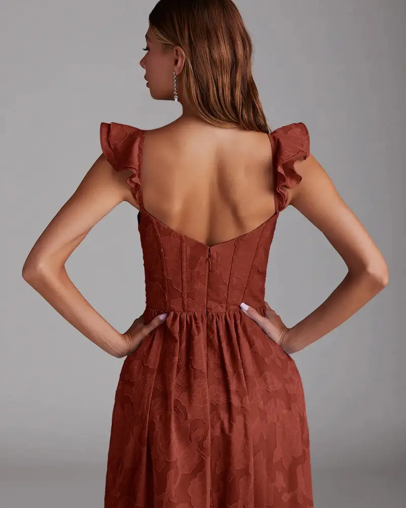 Denisse Terrakotta Brautjungfernkleid