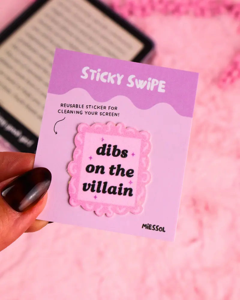 Dibs On The Villain Sticky Swipe - A Reusable Sticker for Romance Readers