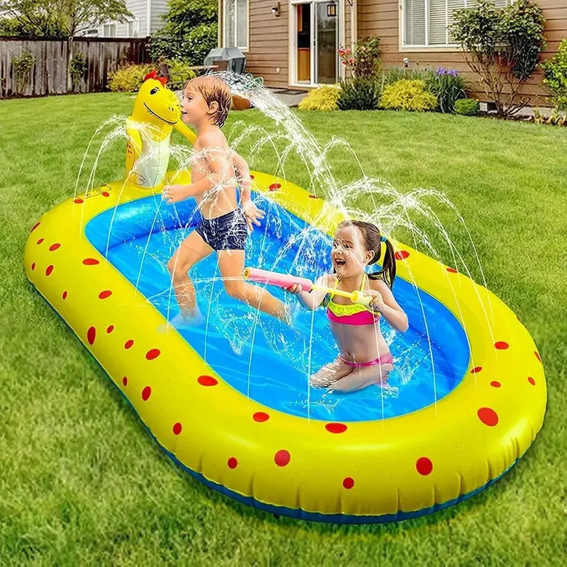 Dino waterspeelmat – Opblaasbare tuinmat met sproeifunctie en stevig PVC