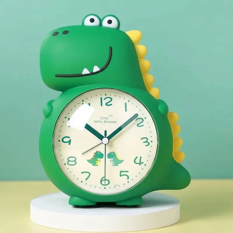 Dinowekker voor de kinderkamer – weklicht, stil uurwerk, twee tonen