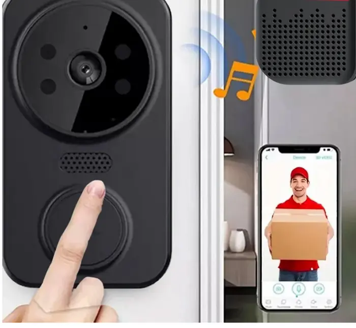 DoorCam - Zwarte Slimme Wi-Fi Deurbel met Camera