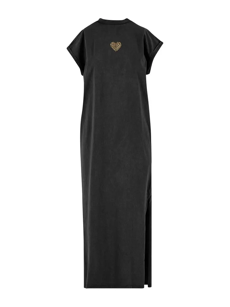 Dress Long Leopard Heart - Black Washed
