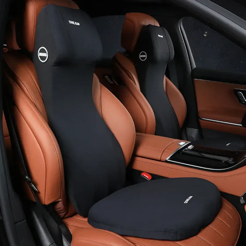 DriveLuxe Auto Kussenset – Memory Foam, Hoofdsteun & Rugkussen