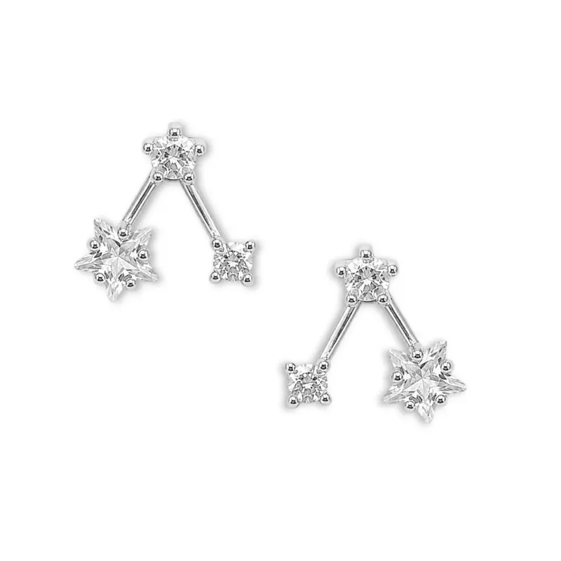 Ear Jacket Oorknopjes Klein Steentjes Seri | Zilver