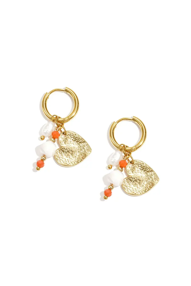 Earrings with beads and heart charm