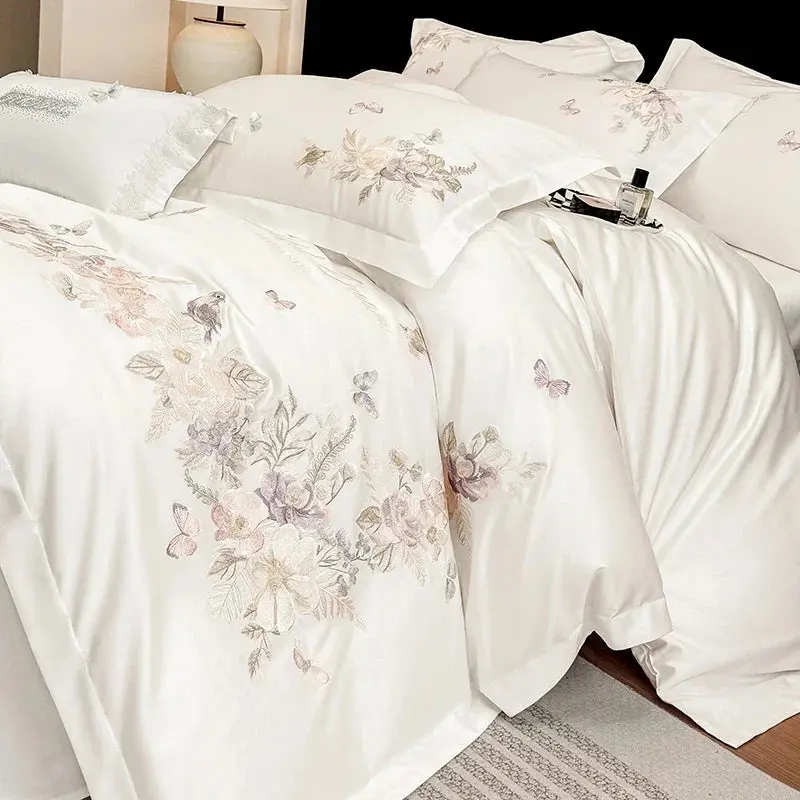 Egyptian Cotton beddengoed 600 TC – bloemenborduursel, Queen of King