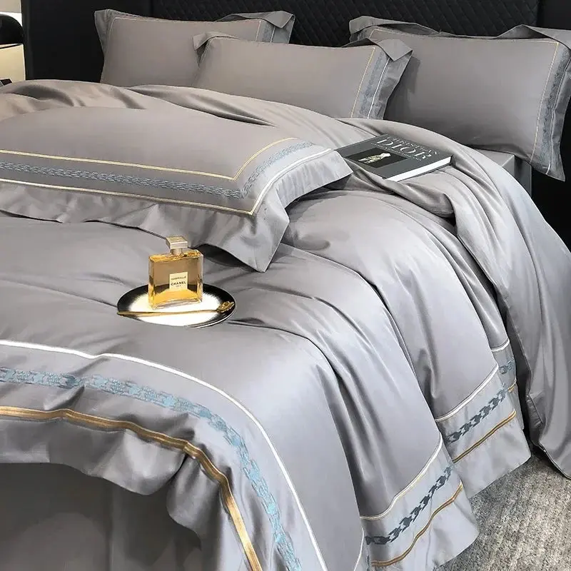 Egyptian Cotton beddengoedset 4-delig – hotelborduursel met laken