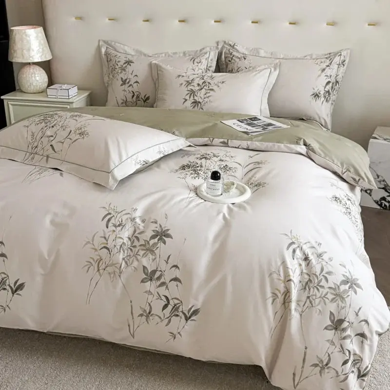 Egyptian Cotton dekbedovertrekset – Botanisch dessin met 2 slopen