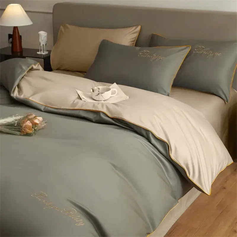Egyptian Cotton dekbedovertrekset – Tweezijdig hotelmodel met sierbies