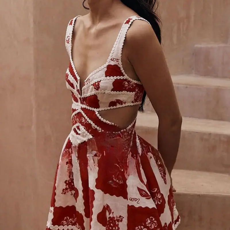 Ein-Schulter-Maxikleid aus Leinen für Damen