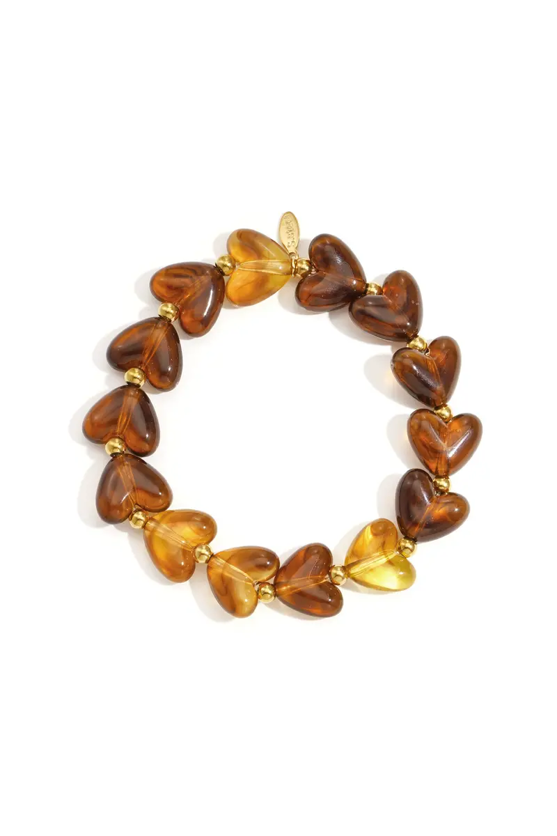 Elastic heart beaded bracelet