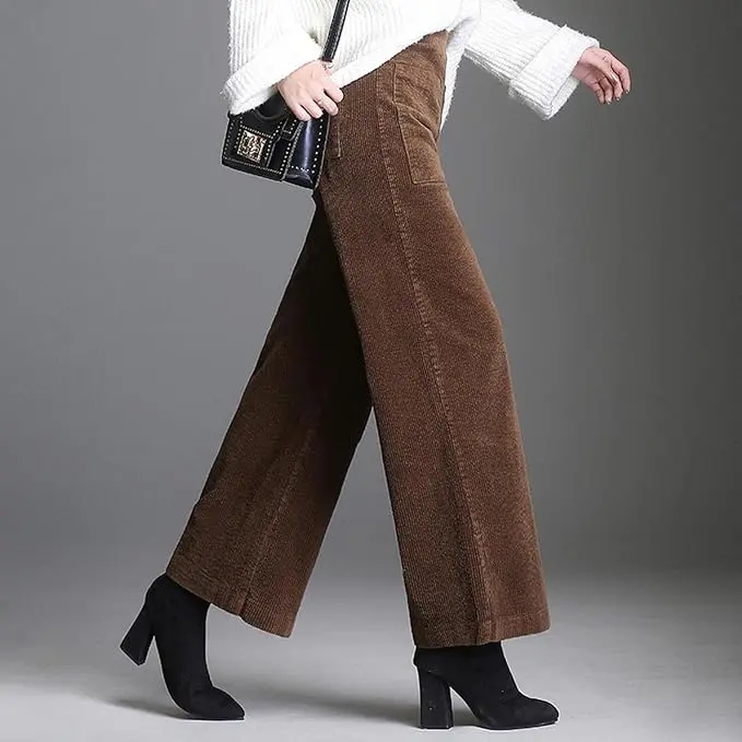 Elegante Wide-Leg Corduroy Pants voor Dames