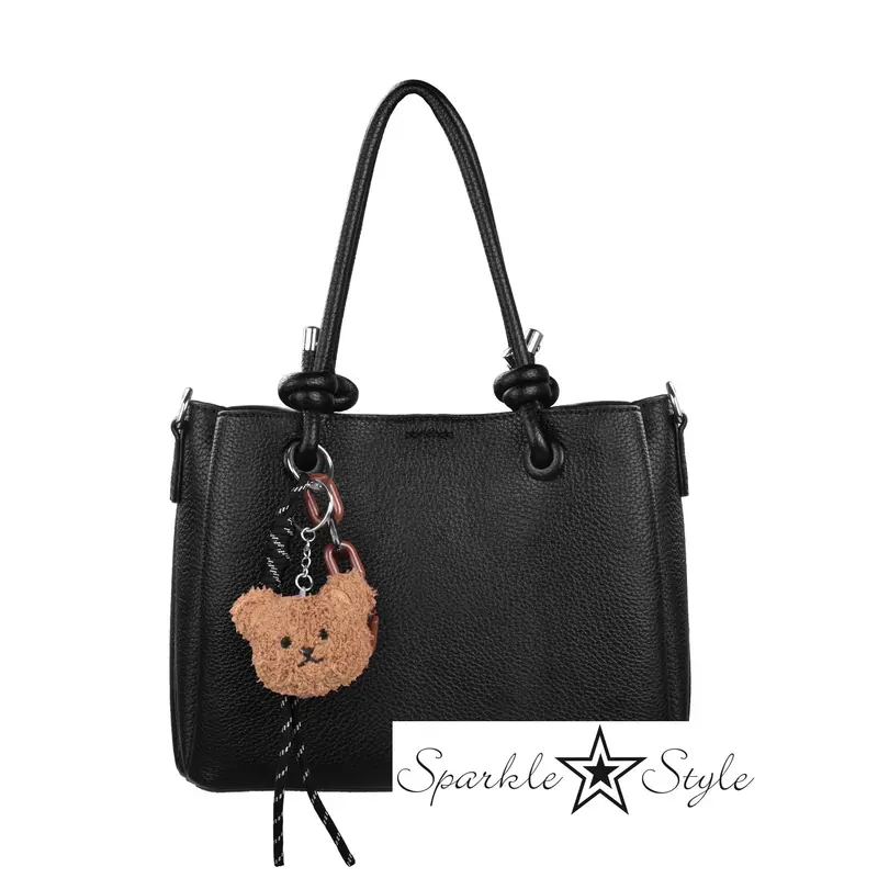Elegante zwarte Sparkle handtas met Teddybeer bedel