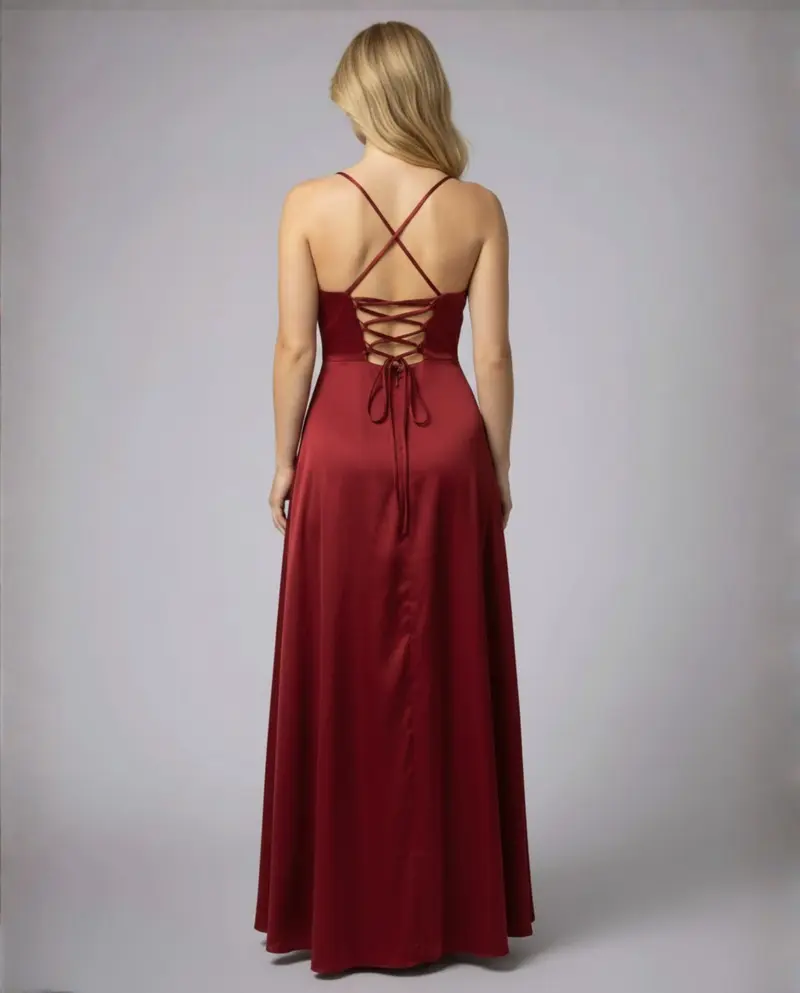 Elegantes Damen Seiden Maxikleid Fließender Schnitt – Schickes Sommer Abendkleid