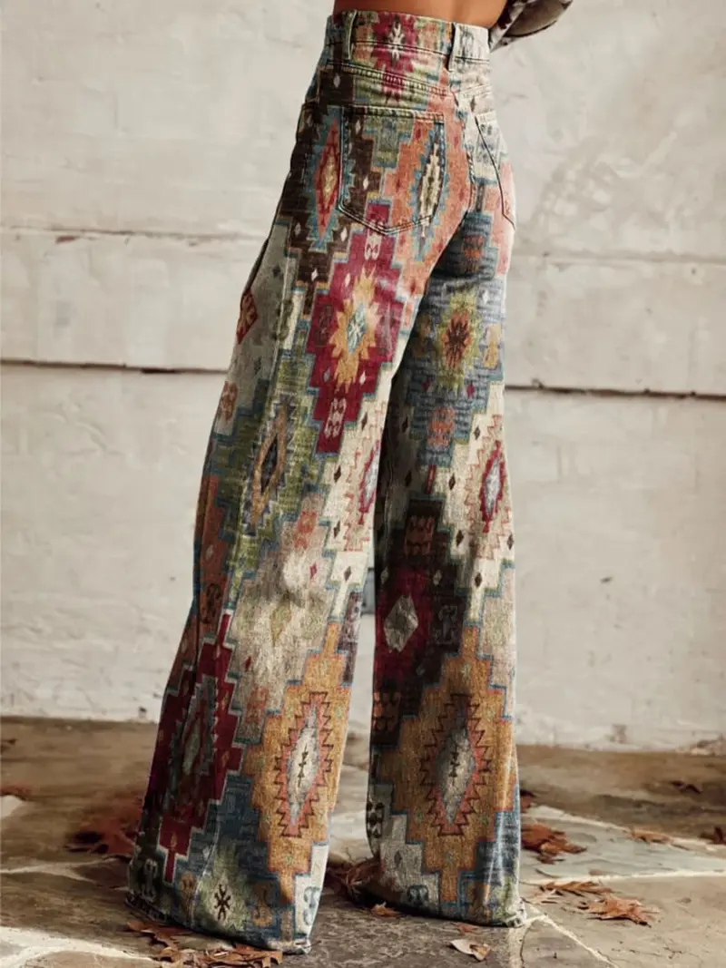 Elsa | Weite Jeans mit Retro-Tapisseriemuster
