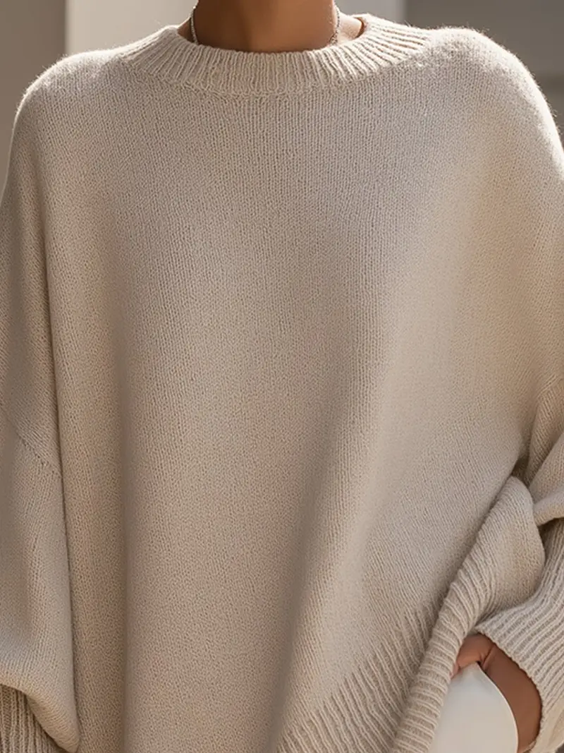 Emilia | Damen Pullover Oversized Asymmetrisch Baumwolle Acryl