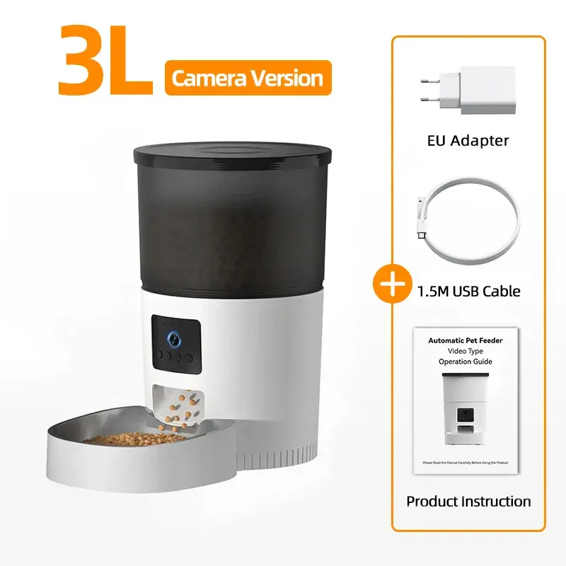 FeedCam Pro - Slimme Voerautomaat met HD-Camera en Voice Recorder voor Katten & Honden - Instelbare Voedingsschema's & Live Video via App