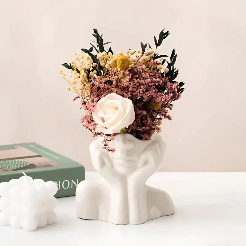 FemmeFlora - Vase - Keramik Gesichtsvase modern in Weiß