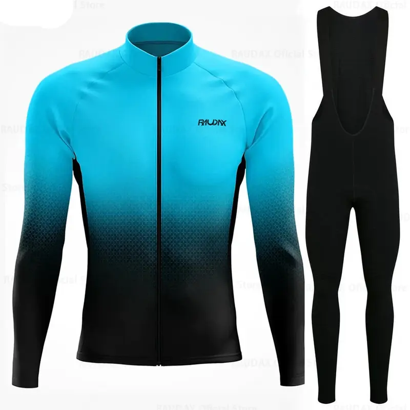 Fietsoutfit heren – Lange mouwen set met bibbroek en ademende stof