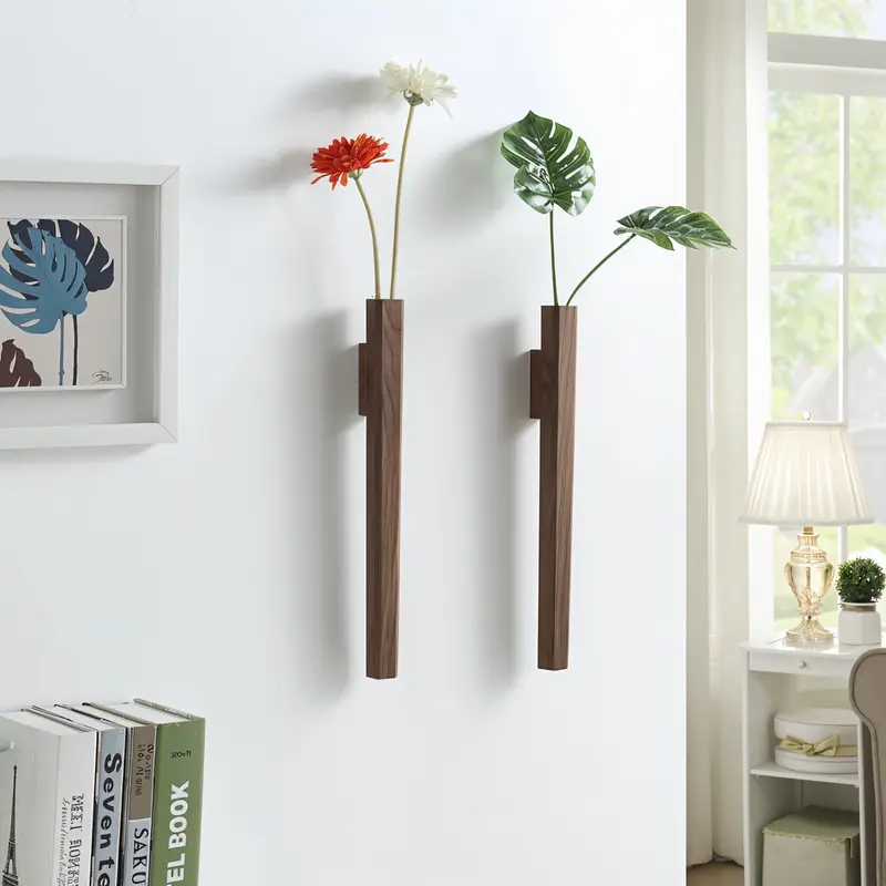 FrischFloret - Vase – Wandvase aus Buchenholz & Walnussholz