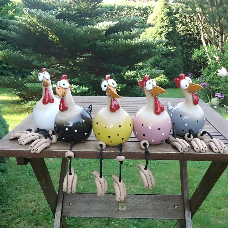 Gartenstatue - Hahn/Huhn aus wetterfestem Harz