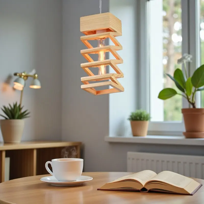 Geometrische - Hängelampe im Holzdesign
