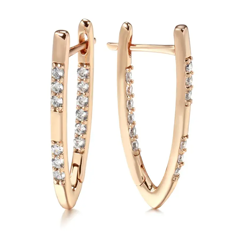 Geometrische Zirkonia-Ohrhänger in Roségold für Damen – Eleganter und trendiger Schmuck