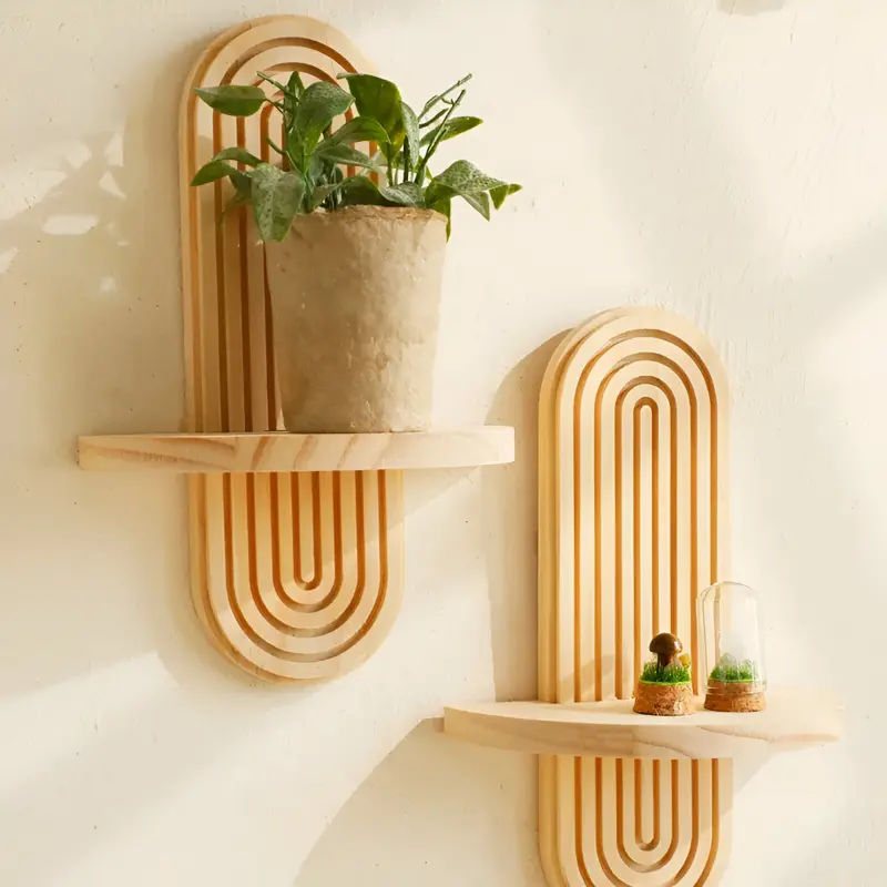 Geometrisches - Wandregal aus Holz 35 cm