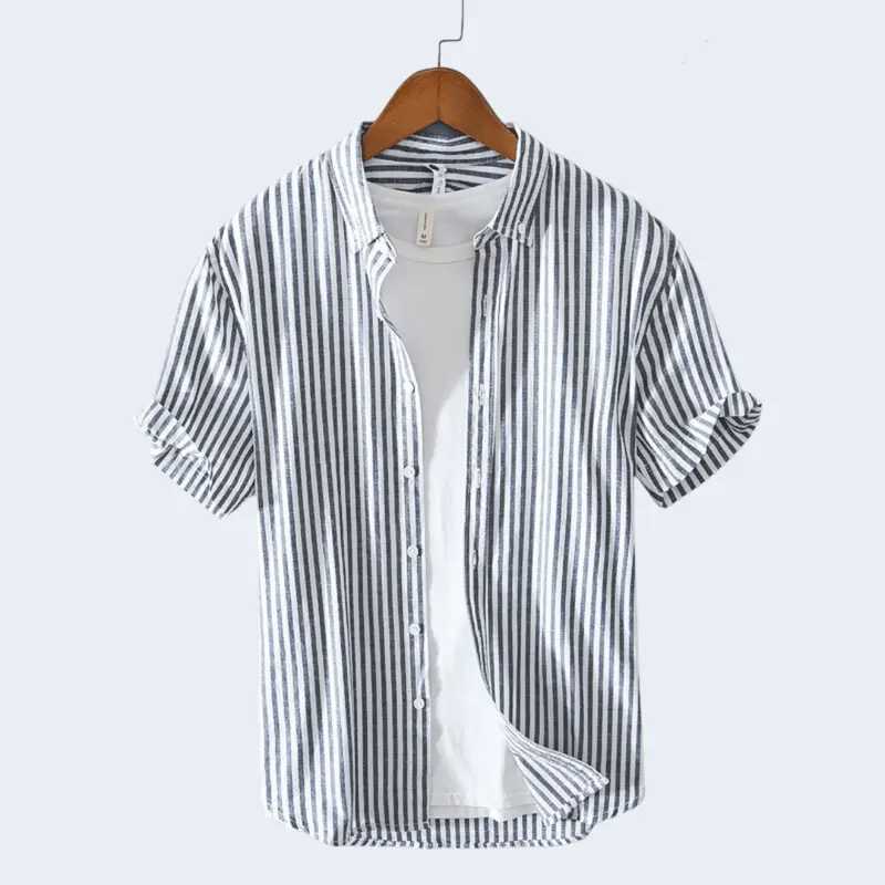 Gestreept Korte Mouwen Overhemd – Trendy Zomer Overhemd voor Heren